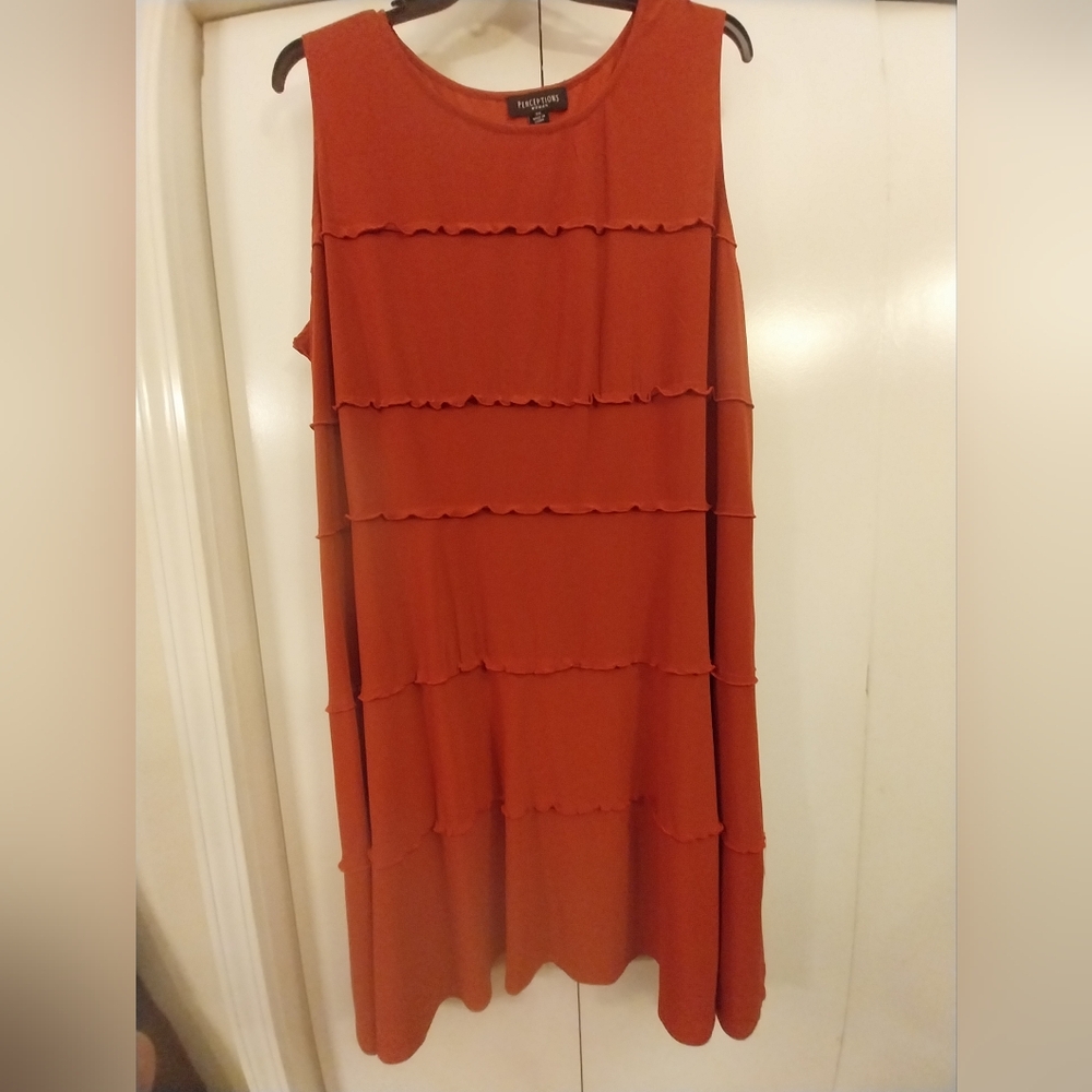 Rust Perceptions tiered dress 3x
